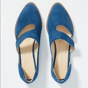 Anthropologie Sasha cutout flats blue suede